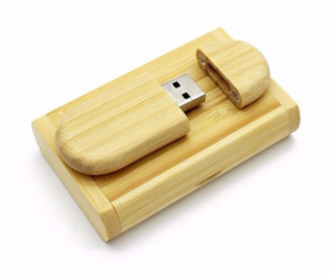 SET: Drevený USB OVÁL BAMBUS 2.0/3.0 + krabička