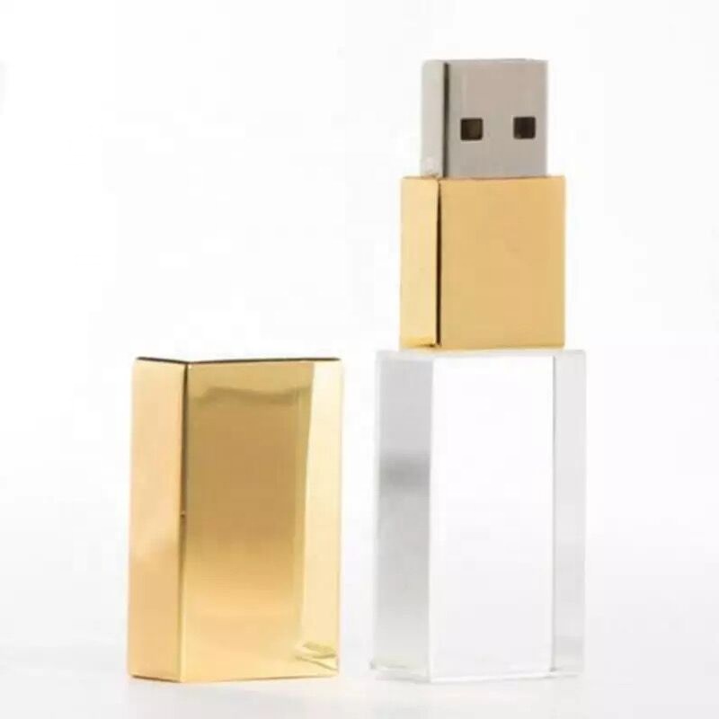 USB KRYSTAL sklo/kov 2.0 - 3.0 zlatý