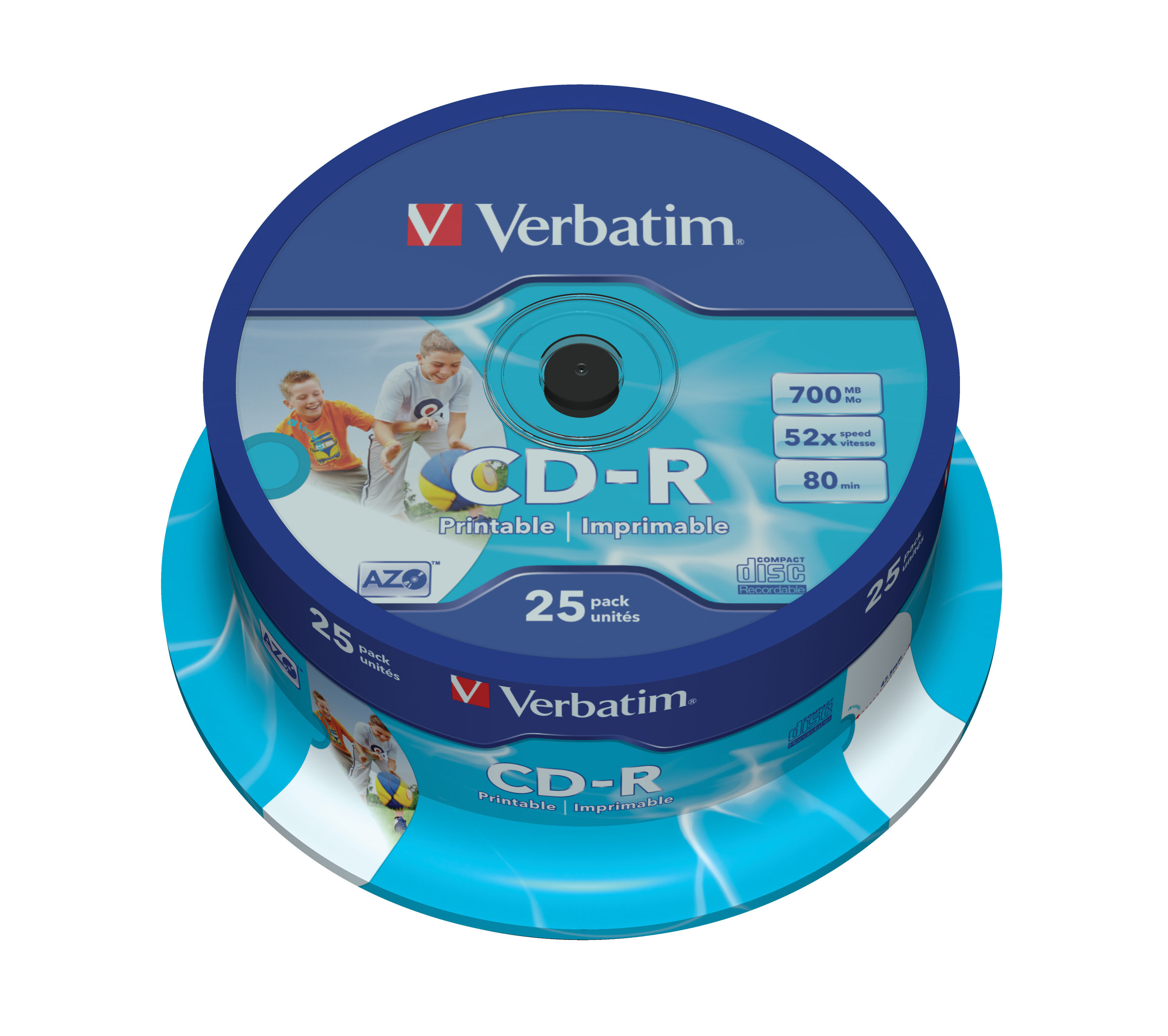 CD-R Verbatim 700 MB Printable, cake 25 ks, 43439
