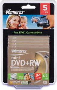 DVD+RW Memorex 1,4 GB 4x 30 min., 5 ks, 861614-05