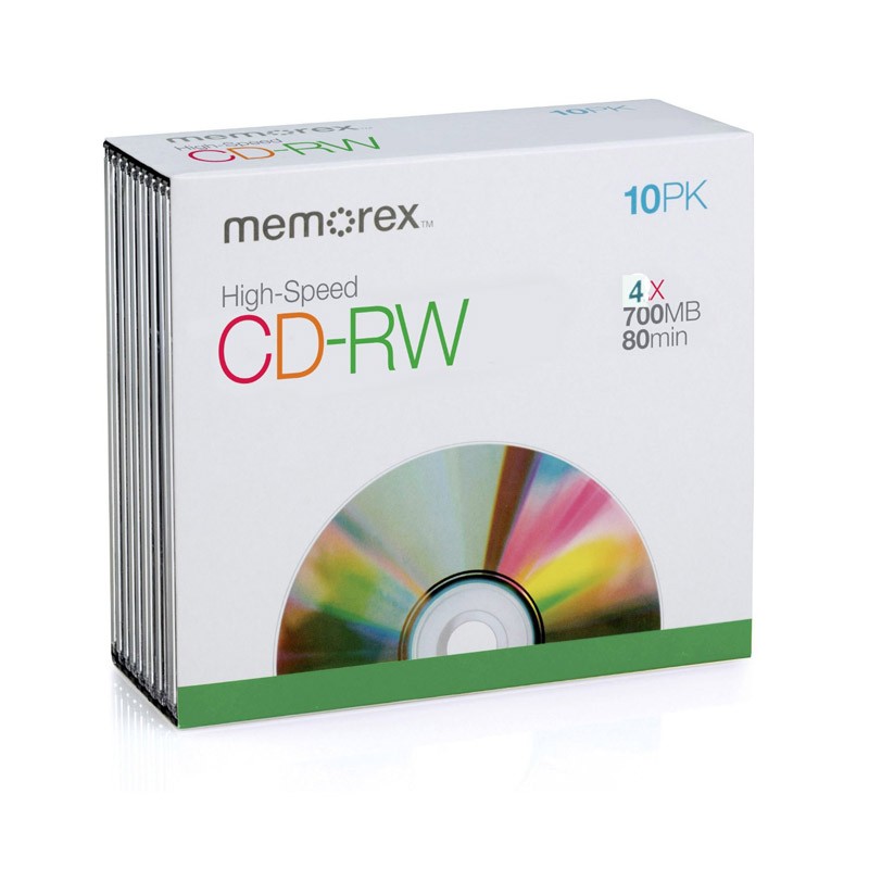 CD-RW Memorex 700 MB 12x 10 pack slim box, m00594