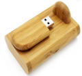 SET: Drevený USB OVÁL BAMBUS tmavý 2.0/3.0 + krabička