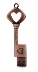 USB v tvare kľúča SRDCE bronz
