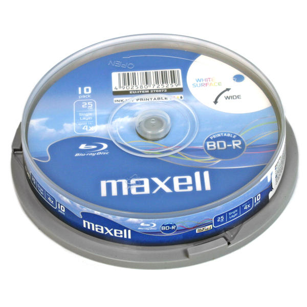 BD-R Blu-ray Maxell 25 GB 4x Printable, cake 10 ks, 276072