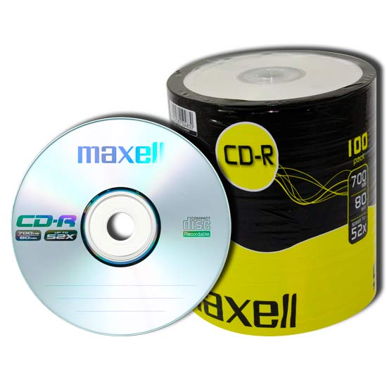 CD-R Maxell 700 MB, celofán 100 ks, 624037