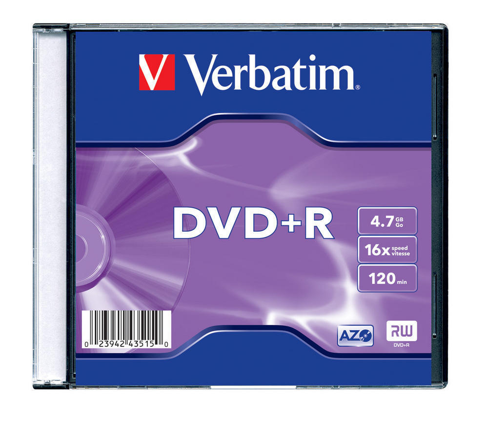 DVD+R Verbatim 4,7 GB 16x slim box, 43515