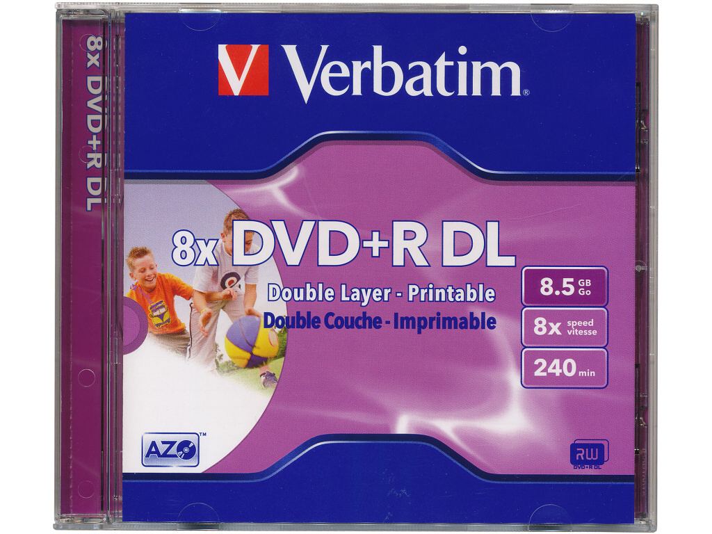 DVD+R Verbatim Double Layer 8,5 GB 8x Printable NO ID, JWC box, 43665