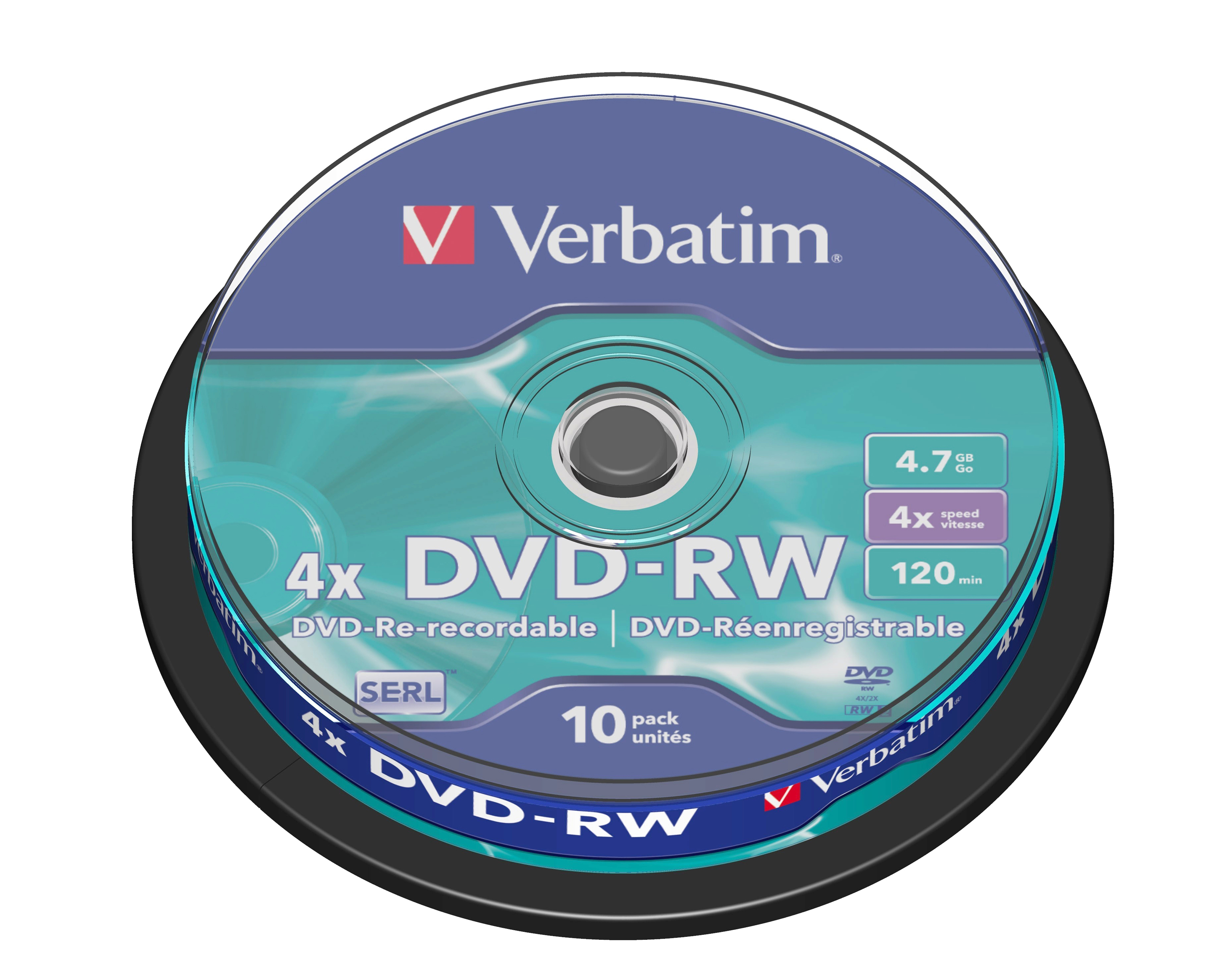DVD-RW Verbatim 4,7 GB 4x, cake 10 ks, 43552