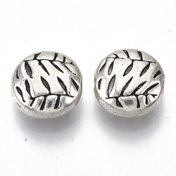 Okrhla ploch korlka 10 x 5 mm, antik, textrovan, otvor: 1 mm, 10ks / bal