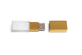 Sada: USB KRYSTAL zlat sklo/kov + biela krabika s magnetom