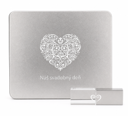 Luxusn� USB sada N� svadobn� de� � svadobn� USB k��� kry�t�l v kovovej krabi�ke