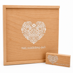 USB sada N� svadobn� de� � dreven� svadobn� USB k��� s krabi�kou